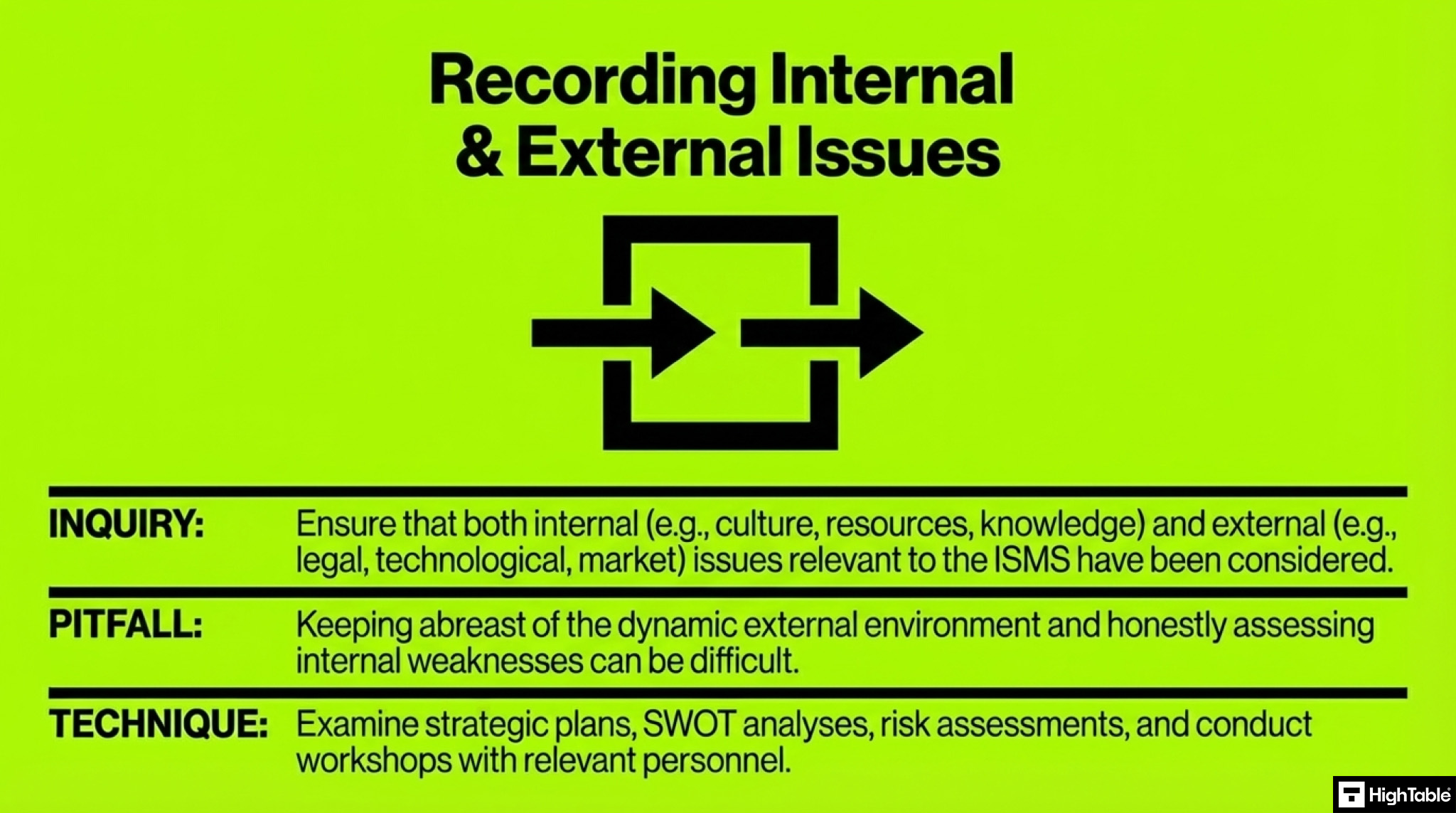 how to audit ISO 27001 clause 4.1 - check records of internal and external issues